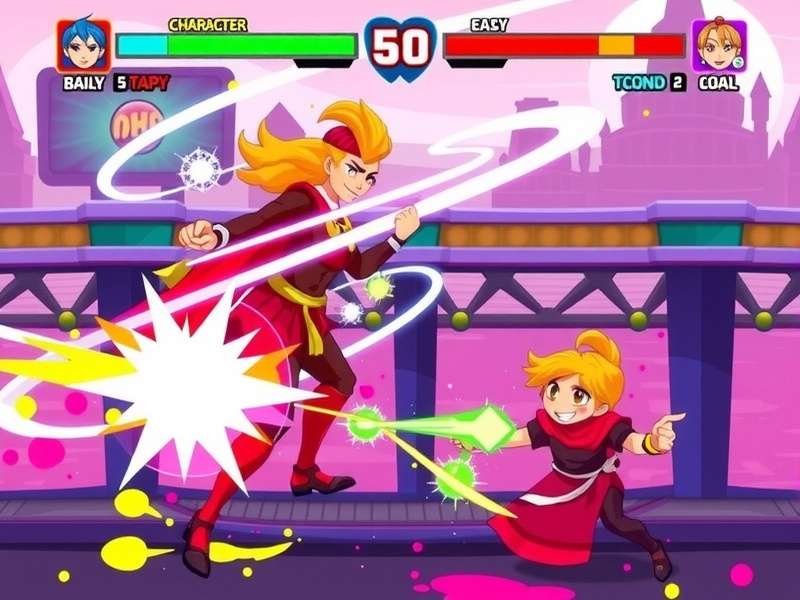 Vibrant Holi Fighters gameplay screenshot showing colorful battle